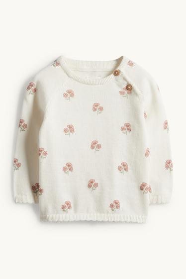 Baby Mädchen - Blümchen - Baby-Outfit - 2 teilig - cremeweiss