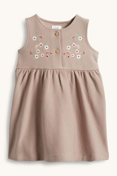 Baby Mädchen - Blümchen - Baby-Outfit - 2 teilig - hellbraun