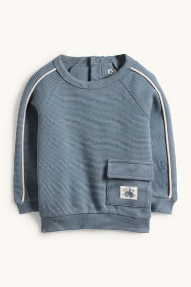 Bebeluși - băieți - Dinozaur - compleu bebeluși - reiat - 2 piese - albastru închis