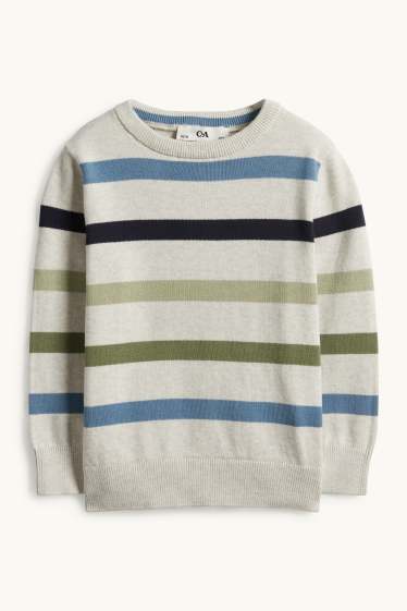 Děti - chlapci - Svetr - pruhovaný - krémově bílá