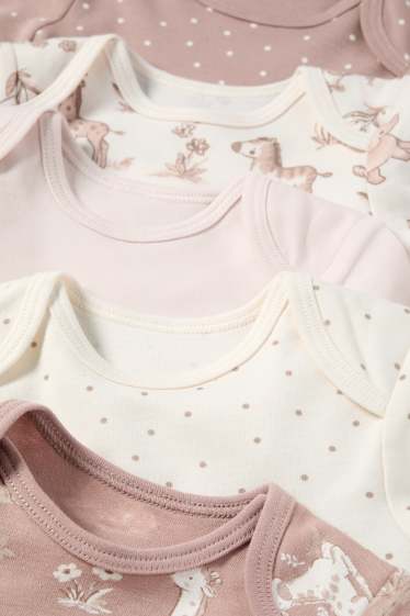 Niemowlęta dziewczynki - Wielopak, 5 szt. - dzikie zwierzęta - body niemowlęce - jasnoróżowy