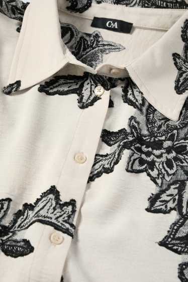 Femmes - Chemisier - à fleurs - finition texturée - noir / beige