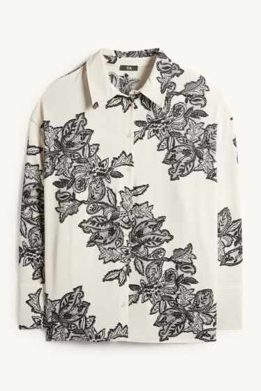 Femmes - Chemisier - à fleurs - finition texturée - noir / beige