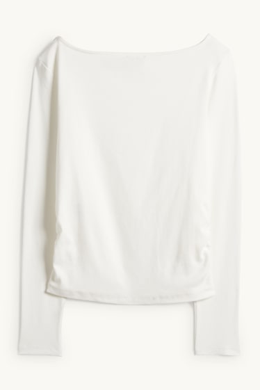 Dámské - Tričko s dlouhým rukávem - slim fit - bílá