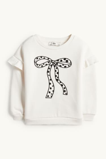 Bambine - Fiocco - felpa - effetto brillante - bianco crema