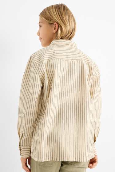 Enfants garçons - Chemise - à rayures - texturée - beige / vert