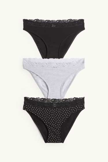 Femmes - Lot de 3 - culottes - noir