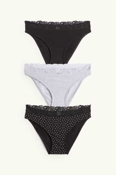 Damen - Multipack 3er - Slip - schwarz