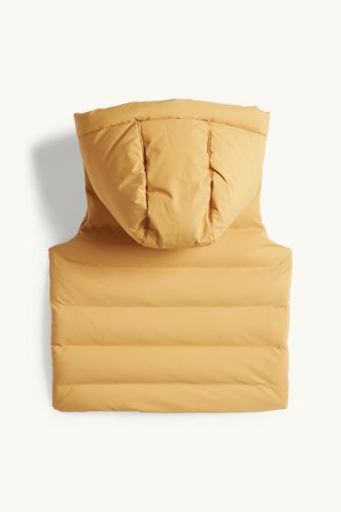 Děti - chlapci - Prošívaná vesta s kapucí - z vodoodpudivého materiálu - světle oranžová