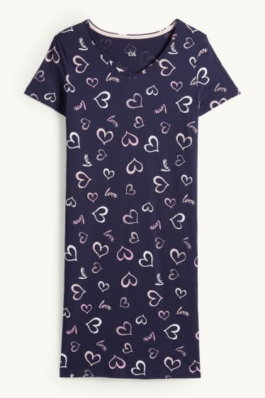 Donna - Camicia da notte - fantasia - blu scuro