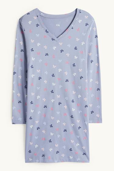 Dames - Nachthemd - met patroon - blauw
