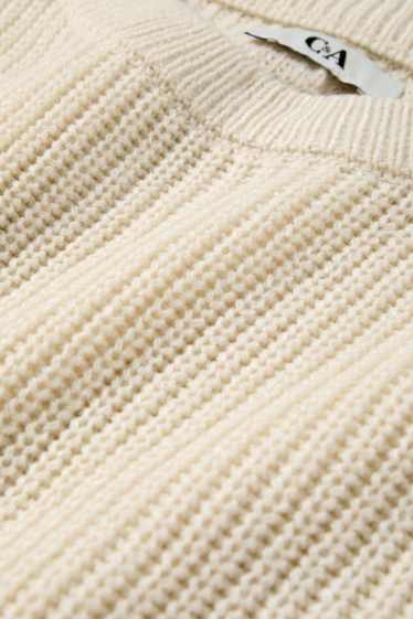 Damen - Pullover - gerippt - hellbeige