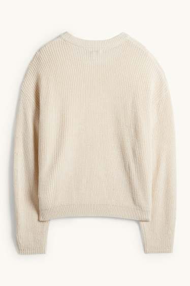 Damen - Pullover - gerippt - hellbeige