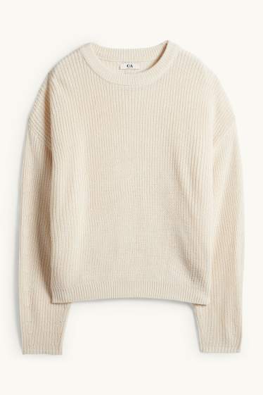 Damen - Pullover - gerippt - hellbeige