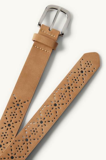 Femei - Curea - imitație de piele întoarsă - bej