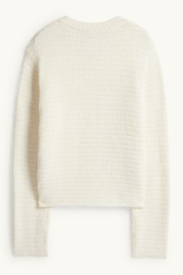 Femmes - Gilet en maille - finition texturée - crème