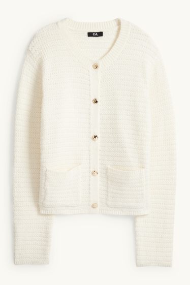 Femmes - Gilet en maille - finition texturée - crème