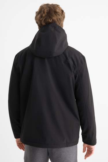 Men - Rain jacket with hood - lined - waterproof - black