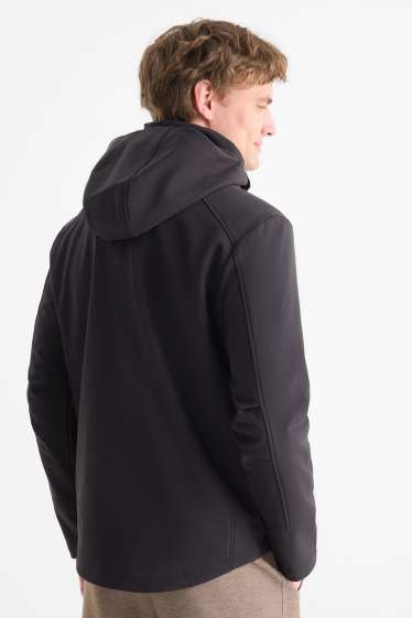 Hommes - Veste à coquille souple avec capuche - déperlante - noir