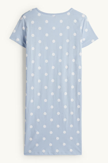 Donna - Camicia da notte - a pois - azzurro