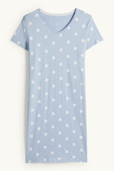 Donna - Camicia da notte - a pois - azzurro
