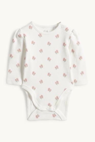 Baby Mädchen - Blümchen - Baby-Outfit - 2 teilig - weiss / rosa