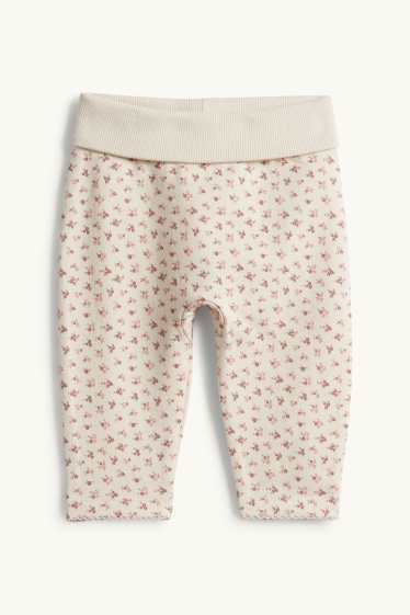 Baby Mädchen - Blümchen - Baby-Outfit - 3 teilig - weiss / beige