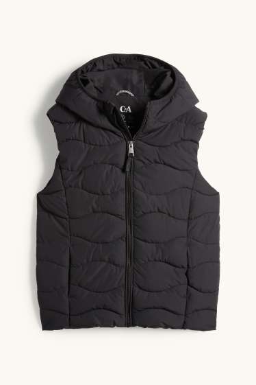 Enfants filles - Doudoune sans manches avec capuche - finition déperlante - noir