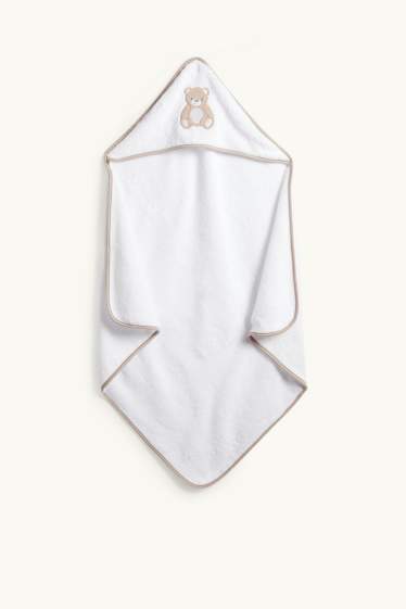 Unisexe - Teddy bear - serviette de toilette à capuche pour bébé - blanc