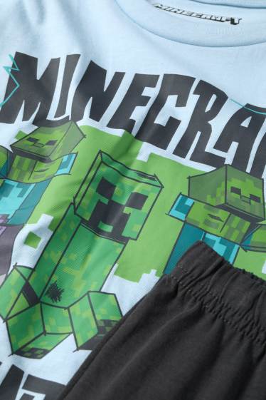 Děti - chlapci - Minecraft - pyžamo - 2dílné - modrá/šedá