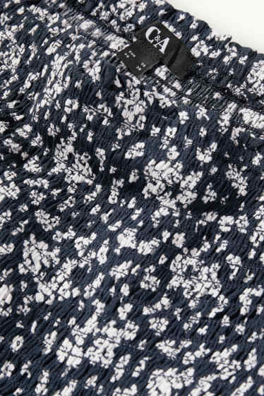 Donna - Blusa corta - arricciata - blu scuro / bianco