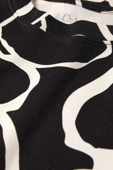 Women - T-shirt - regular fit - floral - black / white