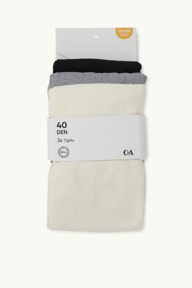 Children Girls - Multipack of 3 - sheer tights - 40 denier - cremewhite