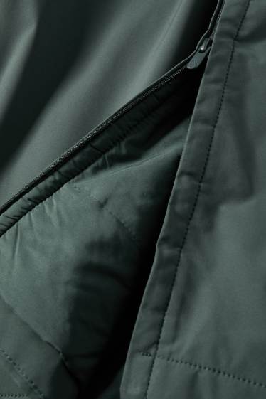 Women - Coat with hood and belt - lined - water-repellent - dark green