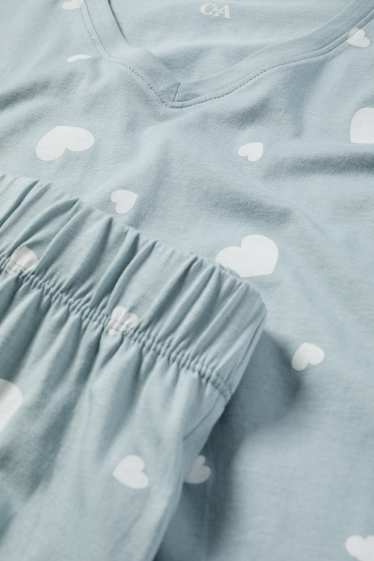 Damen - Pyjama - gemustert - hellblau