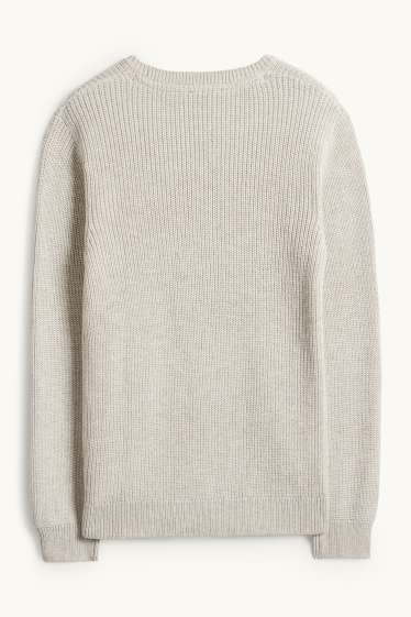 Enfants garçons - Pull - finition côtelée - beige clair