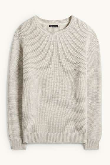 Enfants garçons - Pull - finition côtelée - beige clair