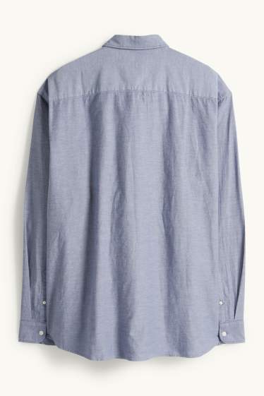 Bărbați - Cămașă - regular fit - guler cu nasturi - albastru