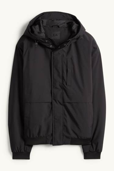 Pánské - Bunda s kapucí - s výplní - černá