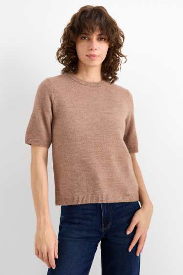Mujer - Jersey de punto - manga corta - marrón claro
