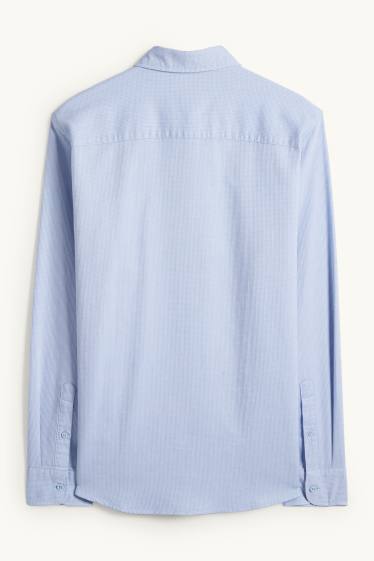 Hommes - Chemise - regular fit - col kent - finition texturée - bleu clair