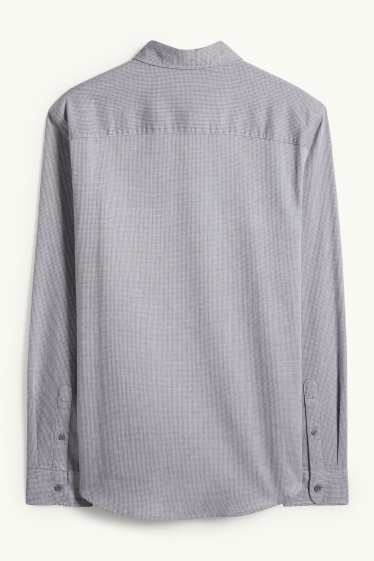 Hommes - Chemise - regular fit - col kent - finition texturée - gris