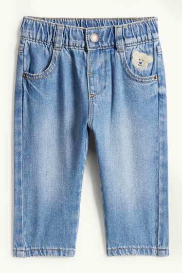 Baby Boys - Teddy bear - baby jeans - blue denim