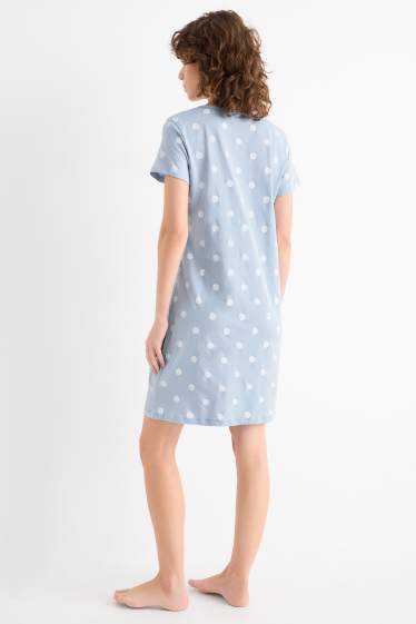 Donna - Camicia da notte - a pois - azzurro
