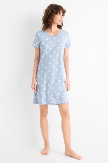 Donna - Camicia da notte - a pois - azzurro