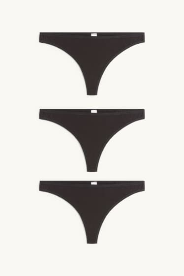Femmes - Lot de 3 - strings - noir