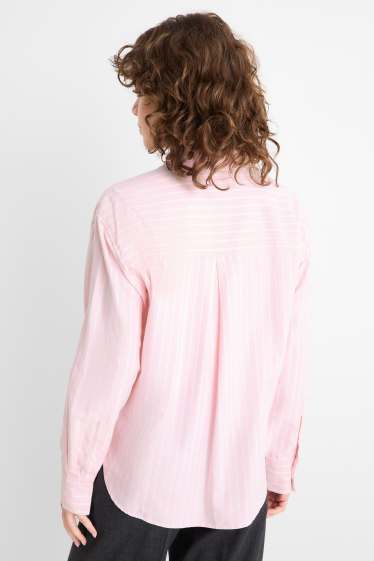 Damen - Bluse - gestreift - rosa