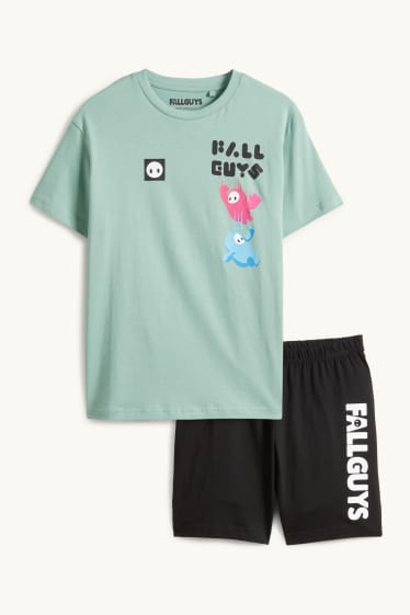 Kinder Buben - Fall Guys - Shorty-Pyjama - 2 teilig - mintgrün