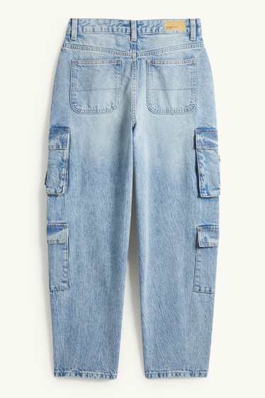 Děti - dívky - Cargo džíny - džíny - světle modré