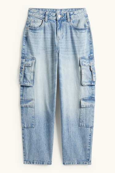 Děti - dívky - Cargo džíny - džíny - světle modré